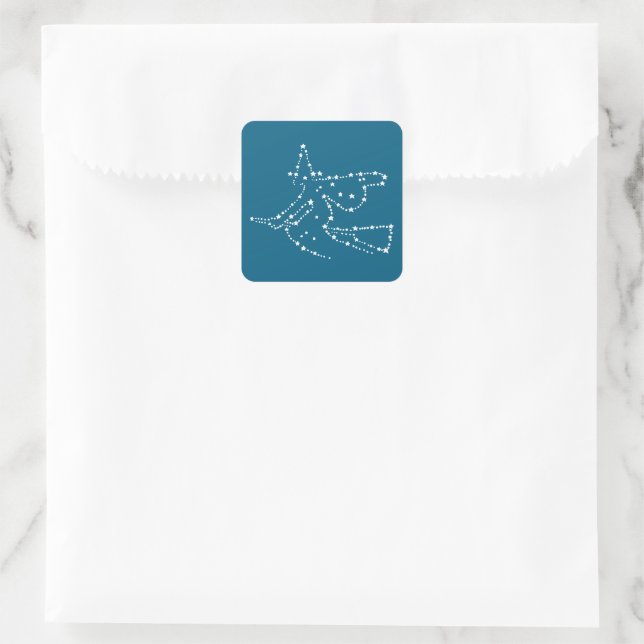 White Starry Witch Halloween Square Sticker (Bag)