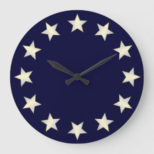 White Stars Blue Background Clock