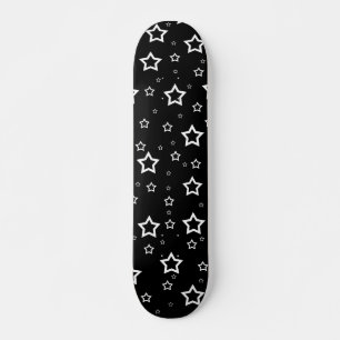 White Stars on Black Background: Skateboard