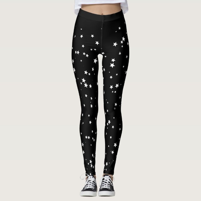 White Stars on Black Leggings (Front)