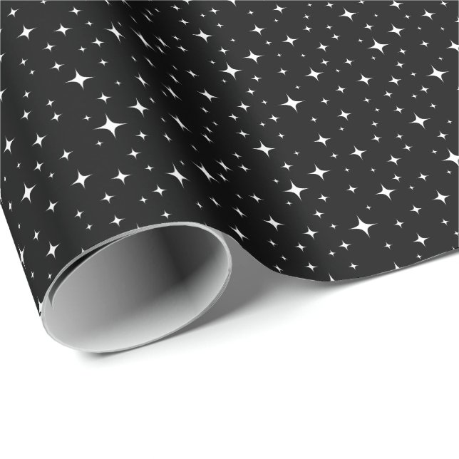 White stars on black sky  wrapping paper (Roll Corner)