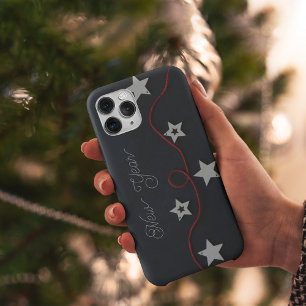 White stars on black surface iphone case