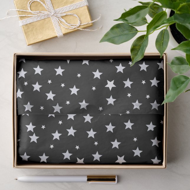 White Stars on Black Tissue Paper (Gift)