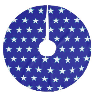 White Stars On Blue Background Tree Skirt