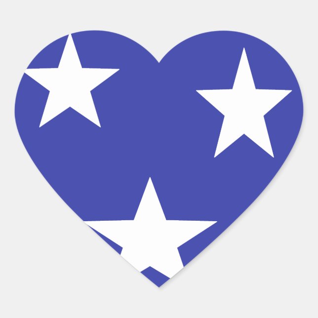 White stars on blue heart sticker (Front)