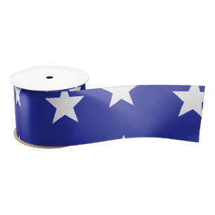 White stars on blue satin ribbon