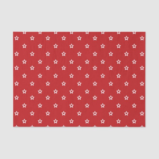 White Stars on Bright Red  Tissue Paper (Front)