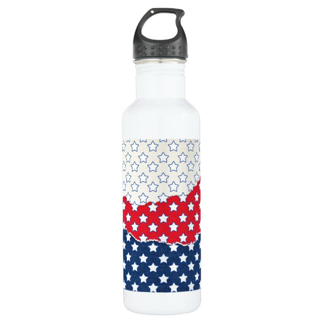 White Stars on Colourful Background 710 Ml Water Bottle (Front)