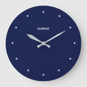 White Stars on Navy Blue Large Clock