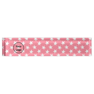 White stars on pink nameplate