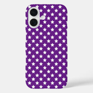 White Stars On Purple iPhone 16 Case