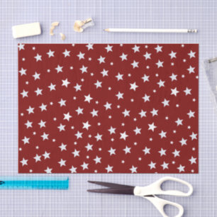 White Stars on Red Pattern Tissue Paper