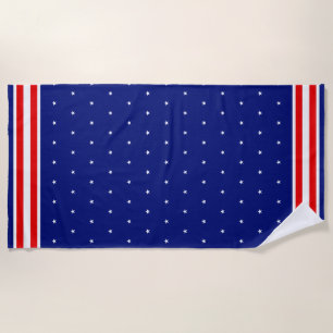 White Stars on Royal Blue Beach Towel