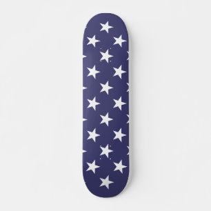 White Stars Patriotic American Flag Pattern Skateboard