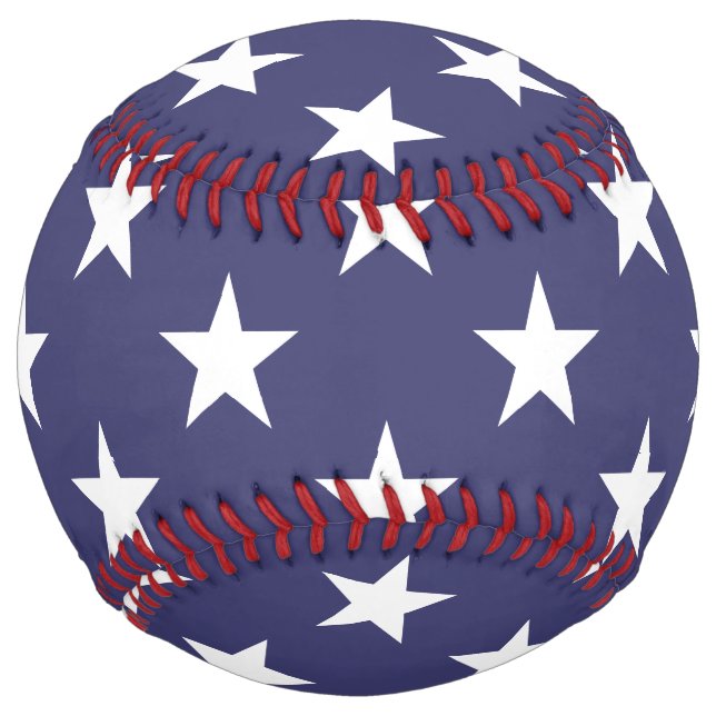 White Stars Patriotic American Flag Pattern Softball (Front)