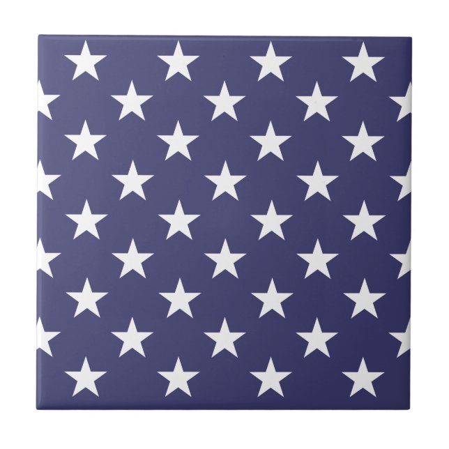 White Stars Patriotic American Flag Pattern Tile (Front)