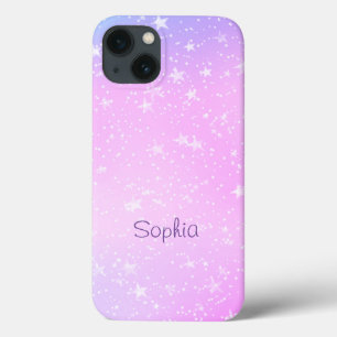 White Stars, Purple & Pink Ombre, Purple Name iPhone 13 Case