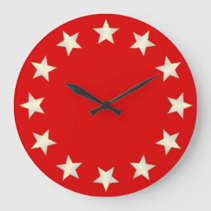 White Stars Red Background Clock