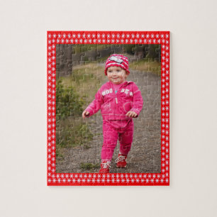 White Stars Red Frame Image Your Photo Jigsaw Puzzle