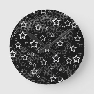 White Stars Round Clock