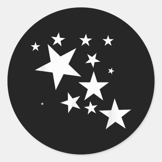 White Stars Star-Pattern-Design Costume Gift Classic Round Sticker (Front)