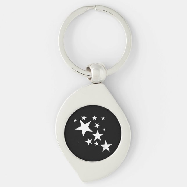 White Stars Star-Pattern-Design Costume Gift Keychain (Front)