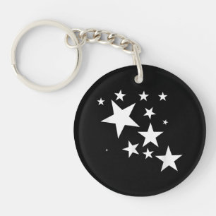 White Stars Star-Pattern-Design Costume Gift Keychain