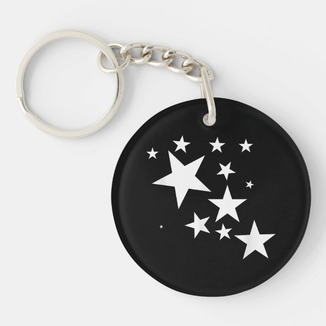 White Stars Star-Pattern-Design Costume Gift Keychain (Front)