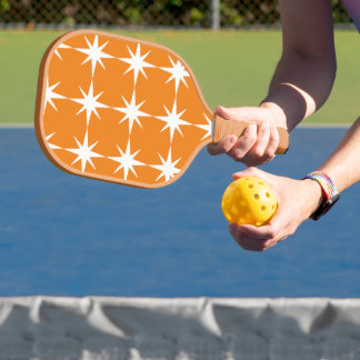 White stars with orange background - Personalize Pickleball Paddle