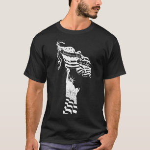 White Statue of Liberty American Flag 4th of July T-Shirt