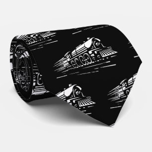 White Steam Train Engine on Black Tie