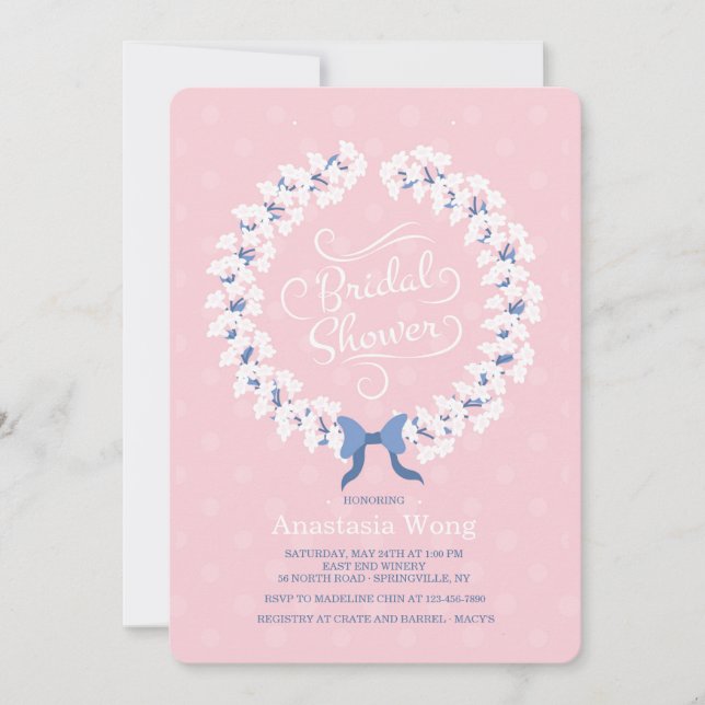 White Stephanotis Wreath Bridal Shower Invitation (Front)