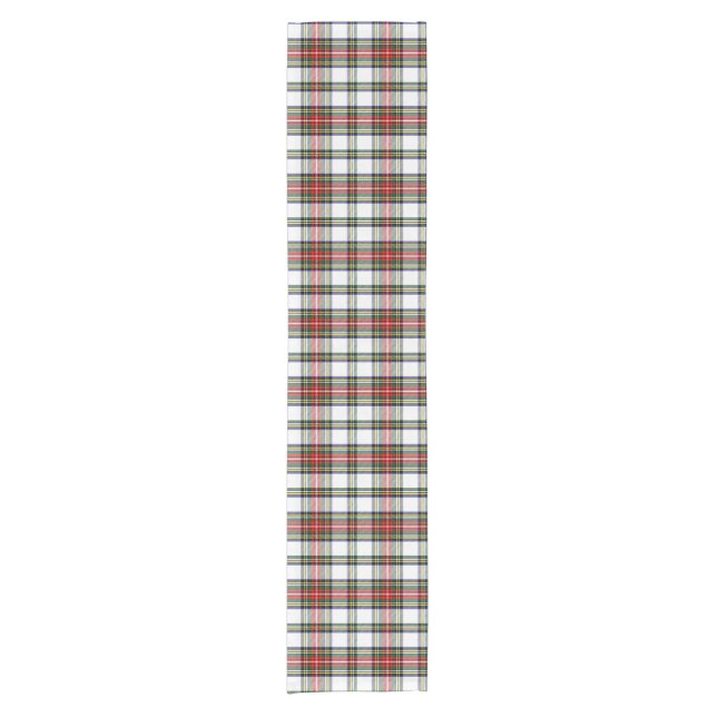White Stewart Plaid Short Table Runner (Front)