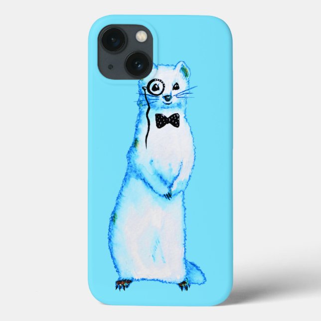 White Stoat Ermine Cute Ferret Lover Art Case-Mate iPhone Case (Back)