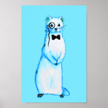 White Stoat Ermine Cute Ferret Lover Art