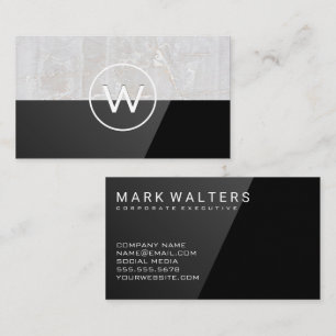 White Stone   Black Gloss Business Card