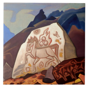 “White Stone - Horse of Happiness” by Nicholas Roe Tile