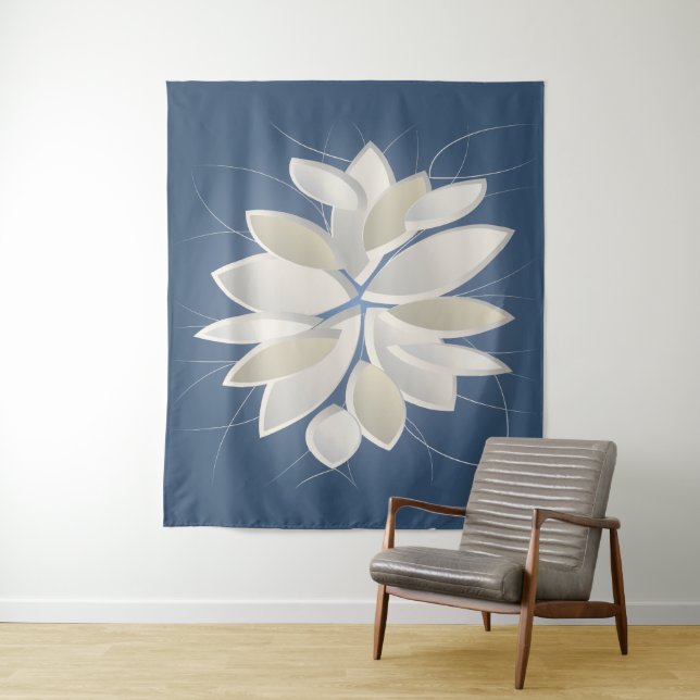 white stone petals tapestry (In Situ)
