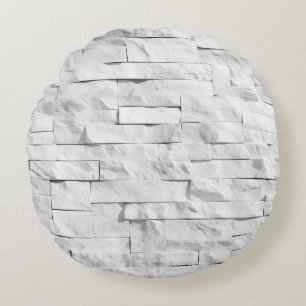White Stone Textures Design Series 1 Round Pillow