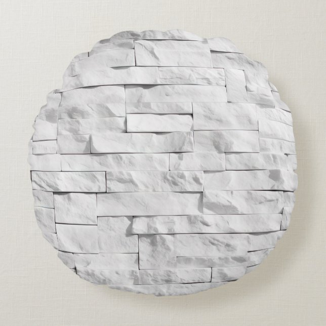 White Stone Textures Design Series 1 Round Pillow (Front)