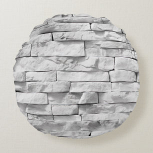 White Stone Textures Design Series 3 Round Pillow