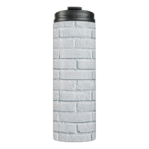 White stone wall bricks pattern thermal tumbler