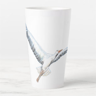 White stork flying latte mug