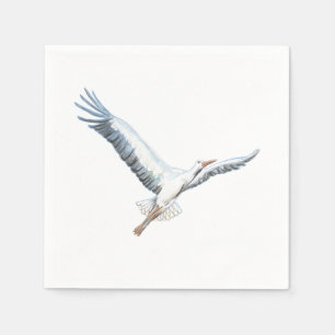 White stork flying   napkin