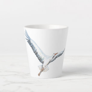 White stork flying Small latte mug