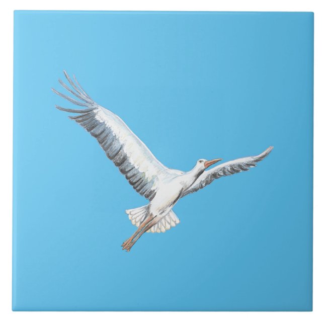 White stork flying   tile (Front)