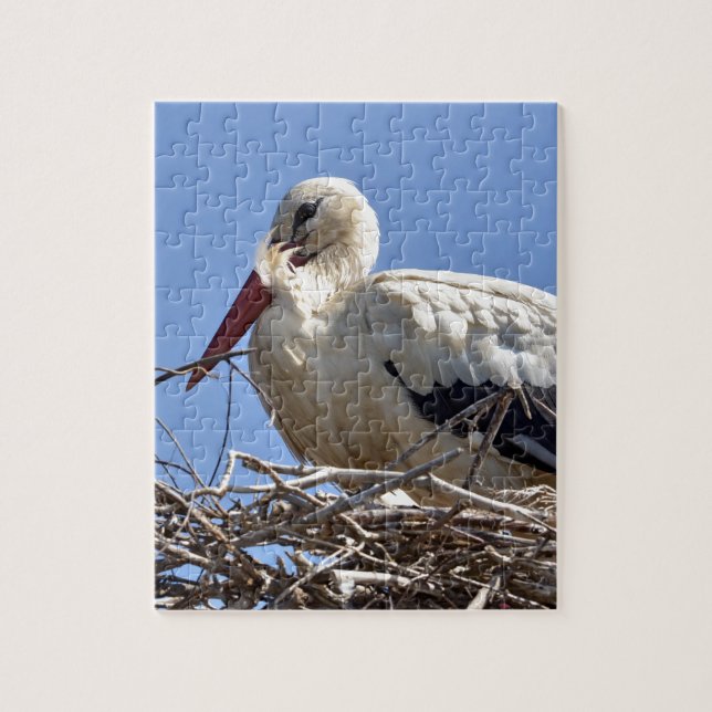 White stork in its nest jigsaw puzzle (Vertical)