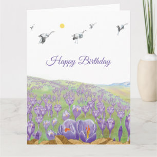 White Storks flying over Crocus Hill Card