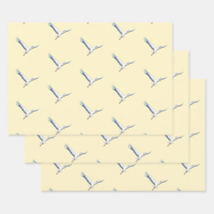 White storks flying   wrapping paper sheet