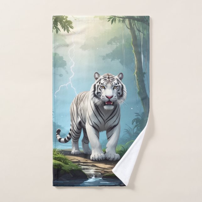 White Storm Tiger – Jungle Lightning Fantasy Mouse (Serviette à main)